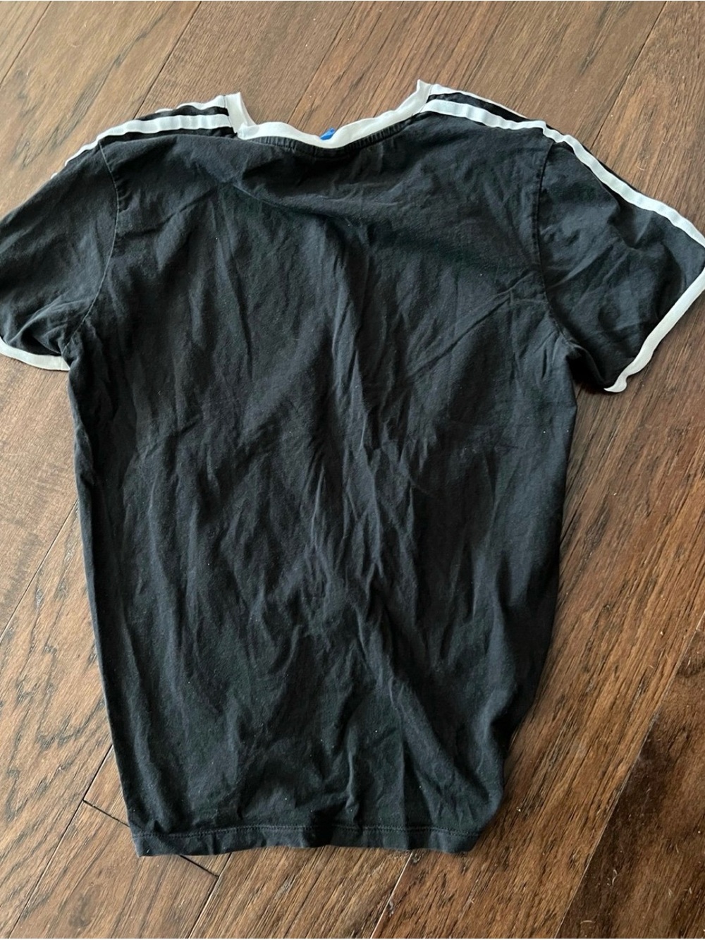 adidas Black Tee with White Trefoil and Stripes - Picture 5 of 5